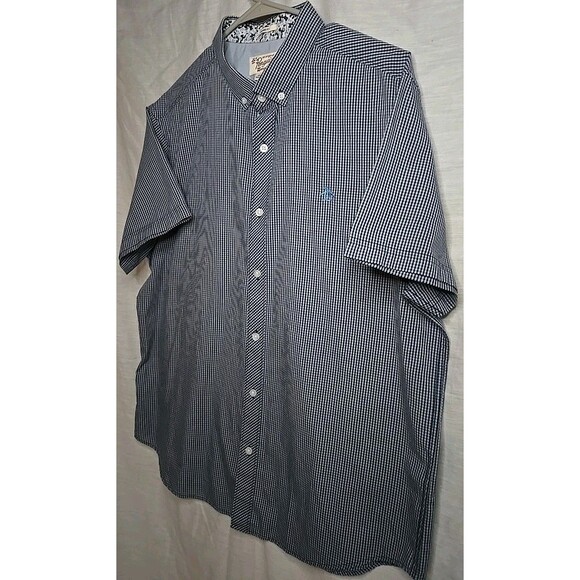 Penguin Munsingwear Short Sleeve Button Shirt Checkered, Blue, Sz Youth XL - Picture 3 of 9